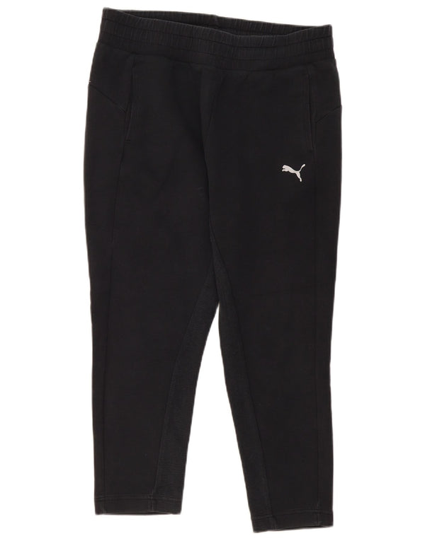 Puma Womens Crop Tracksuit Trousers Joggers UK 14 Large  Black Cotton