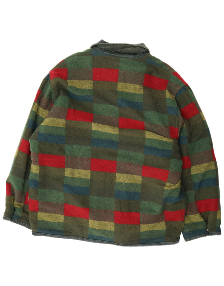 Jachetă reversibilă vintage pentru bărbați UK 44 2XL Green Check