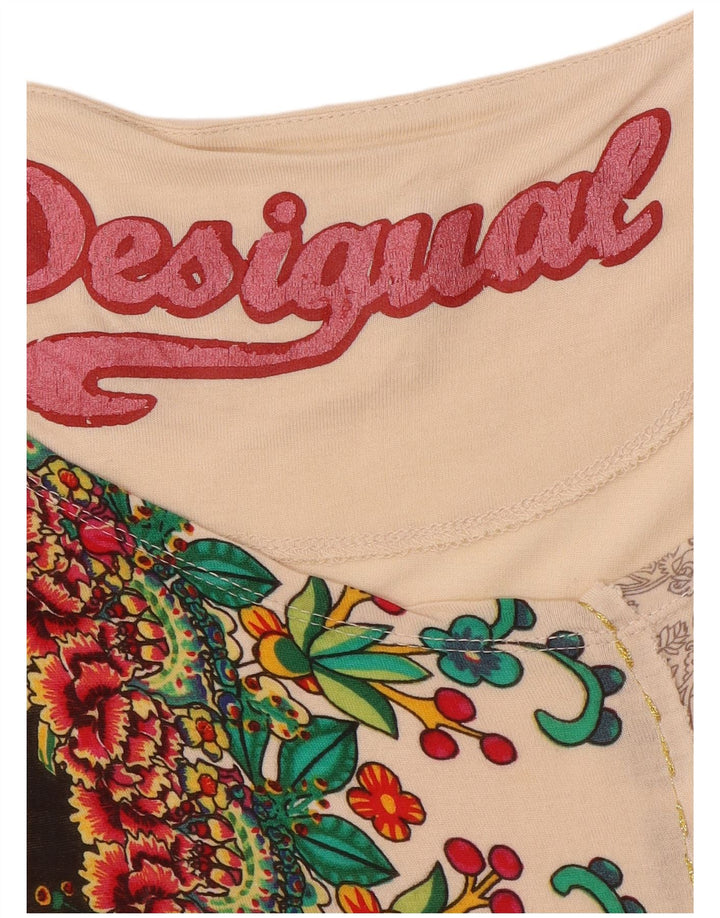 Desigual Womens Batwing Blouse Top UK 12 Medium Off White Floral