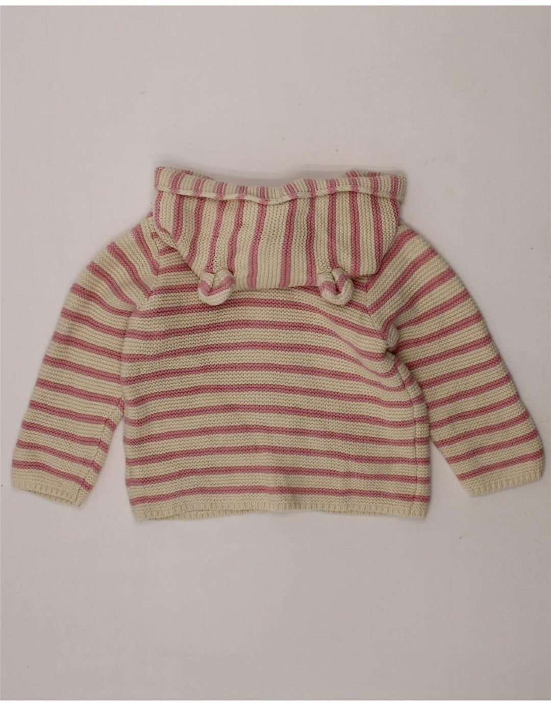 GAP Baby Girls Hooded Cardigan Sweater 12-18 Months Pink Striped Vintage Gap and Second-Hand Gap from Messina Hembry 
