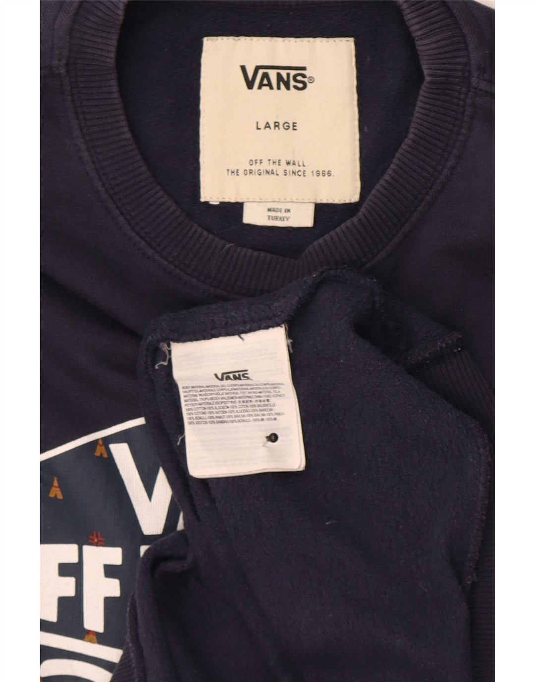 Vans Mens Graphic Moletom Jumper Grande Algodão Azul Marinho