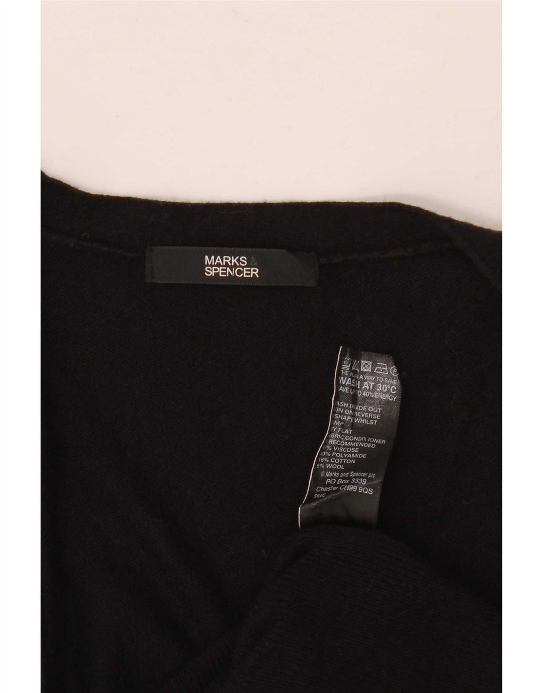 Marks & Spencer Womens Longline Cardigan Sweater UK 8 Small Black Viscose