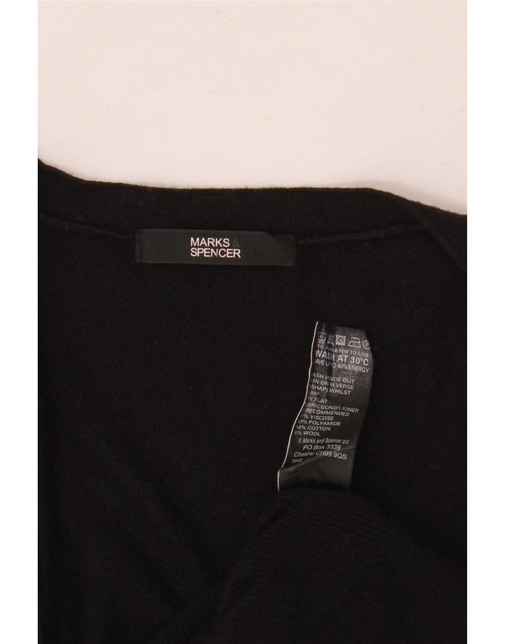 Marks & Spencer Womens Longline Cardigan Sweater UK 8 Small Black Viscose