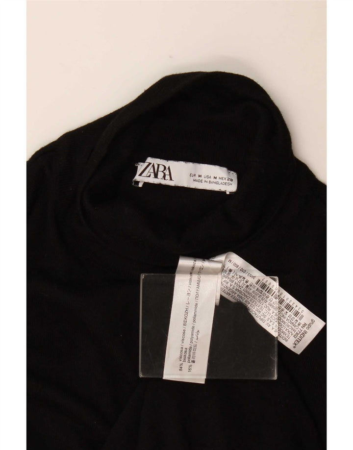 Zara Womens Roll Neck Jumper Sweater UK 12 Medium Black Viscose