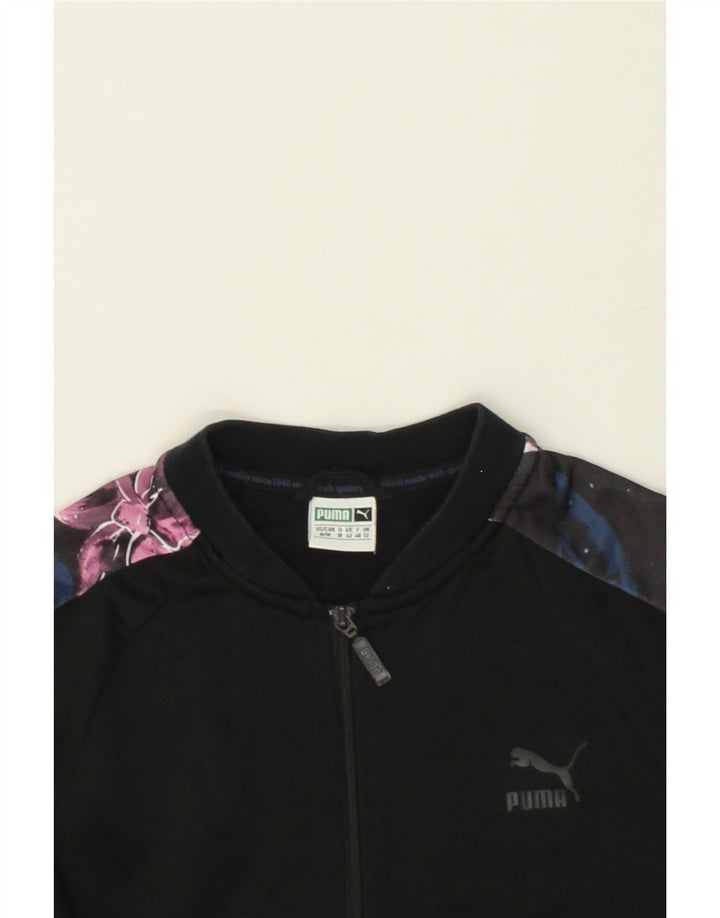 PUMA Womens Tracksuit Top Jacket UK 12 Medium Black Floral Cotton Vintage Puma and Second-Hand Puma from Messina Hembry 