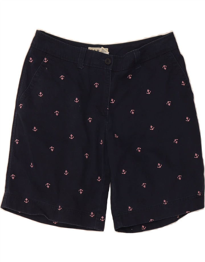 L.L.BEAN Womens Abstract Pattern Chino Shorts US 10 Large W32  Navy Blue Vintage L.L.Bean and Second-Hand L.L.Bean from Messina Hembry 