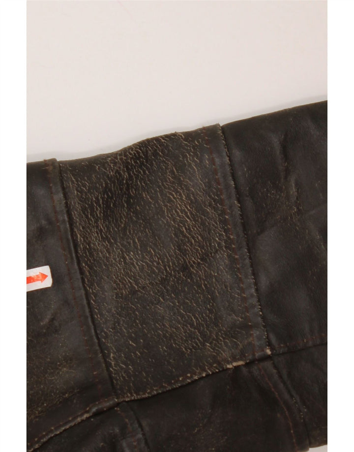 VINTAGE Womens 3/4 Sleeve Leather Jacket UK 14 Medium Brown Leather
