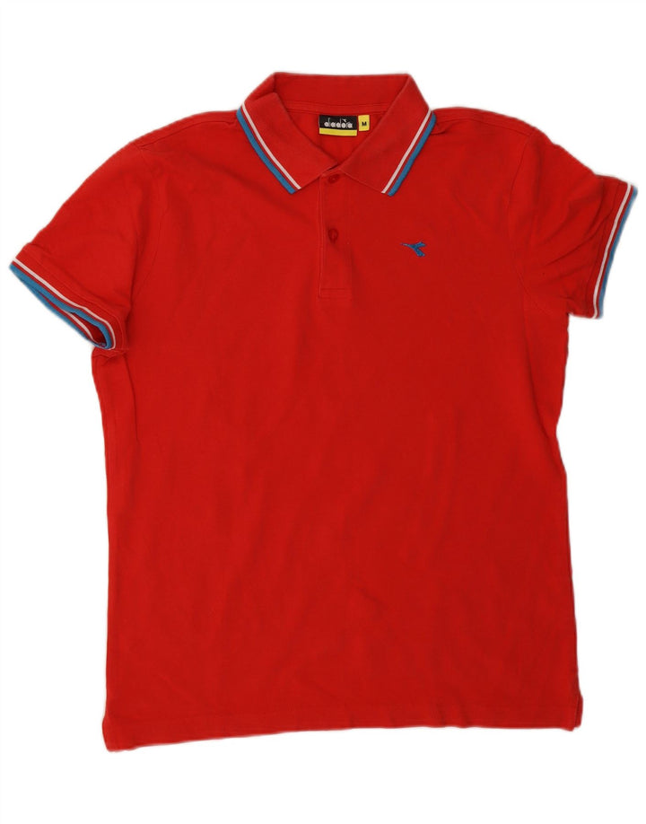 DIADORA Mens Polo Shirt Medium Red Striped Cotton