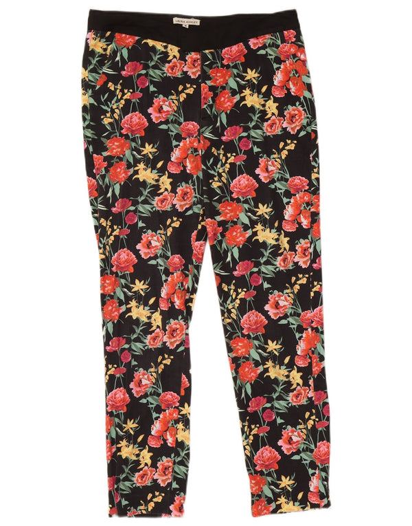 Laura Ashley Womens Slim Cropped Trousers UK 8 Small W28 L26 Black Floral