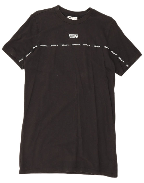 Adidas Graphic T-Shirt Dress UK 10 Small Black Bomuld