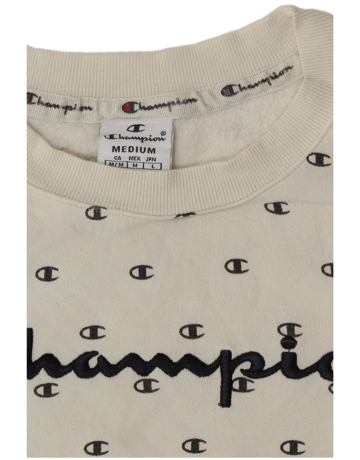 Champion Dame Grafisk Sweatshirt Jumper UK 14 Medium White