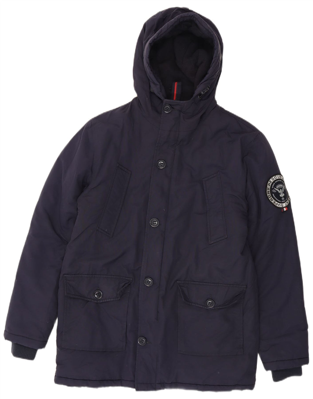 Superdry Mens Hooded Parka Jacket UK 40 Large Navy Blue Nylon