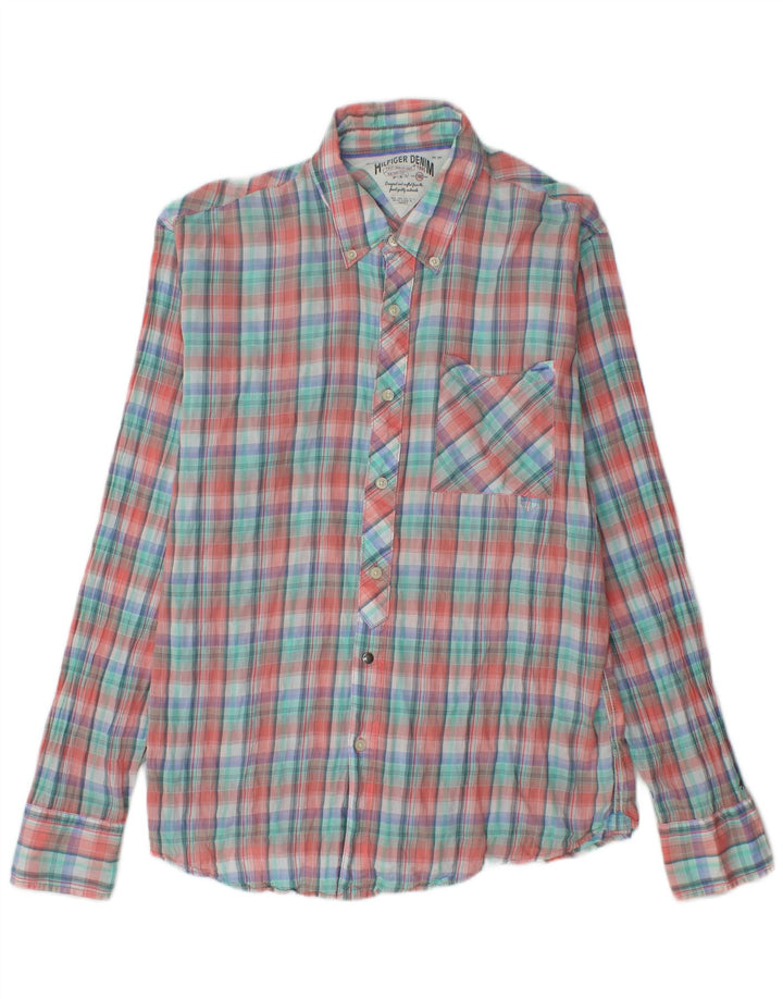 Camicia da uomo Tommy Hilfiger grande cotone a quadri multicolore