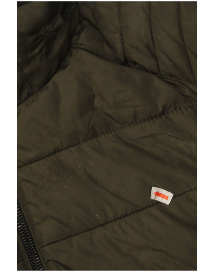 Zara Mens Hooded Padded Jacket UK 40 Large Khaki Nylon