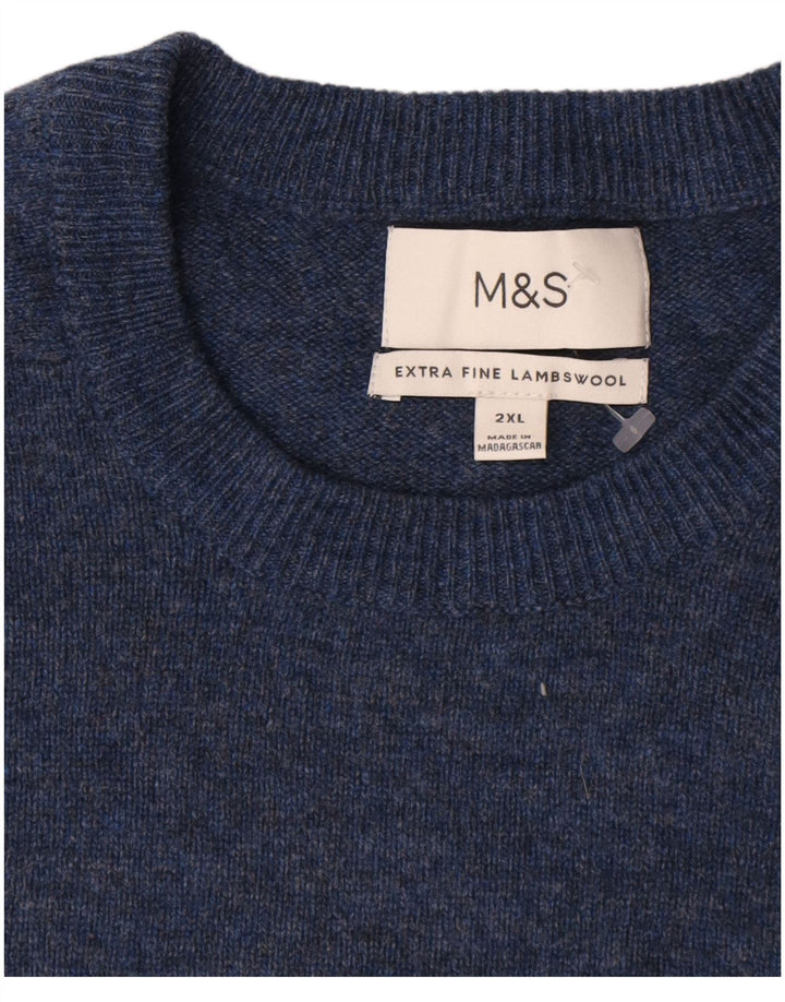 Marks & Spencer Mens Crew Neck Jumper Sweater 2XL Navy Blue Flecked