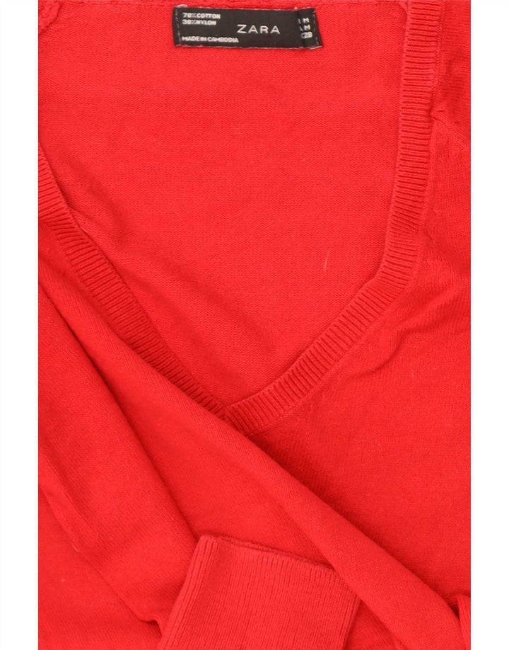 Zara Dame V-hals sweater UK 12 Medium Rød