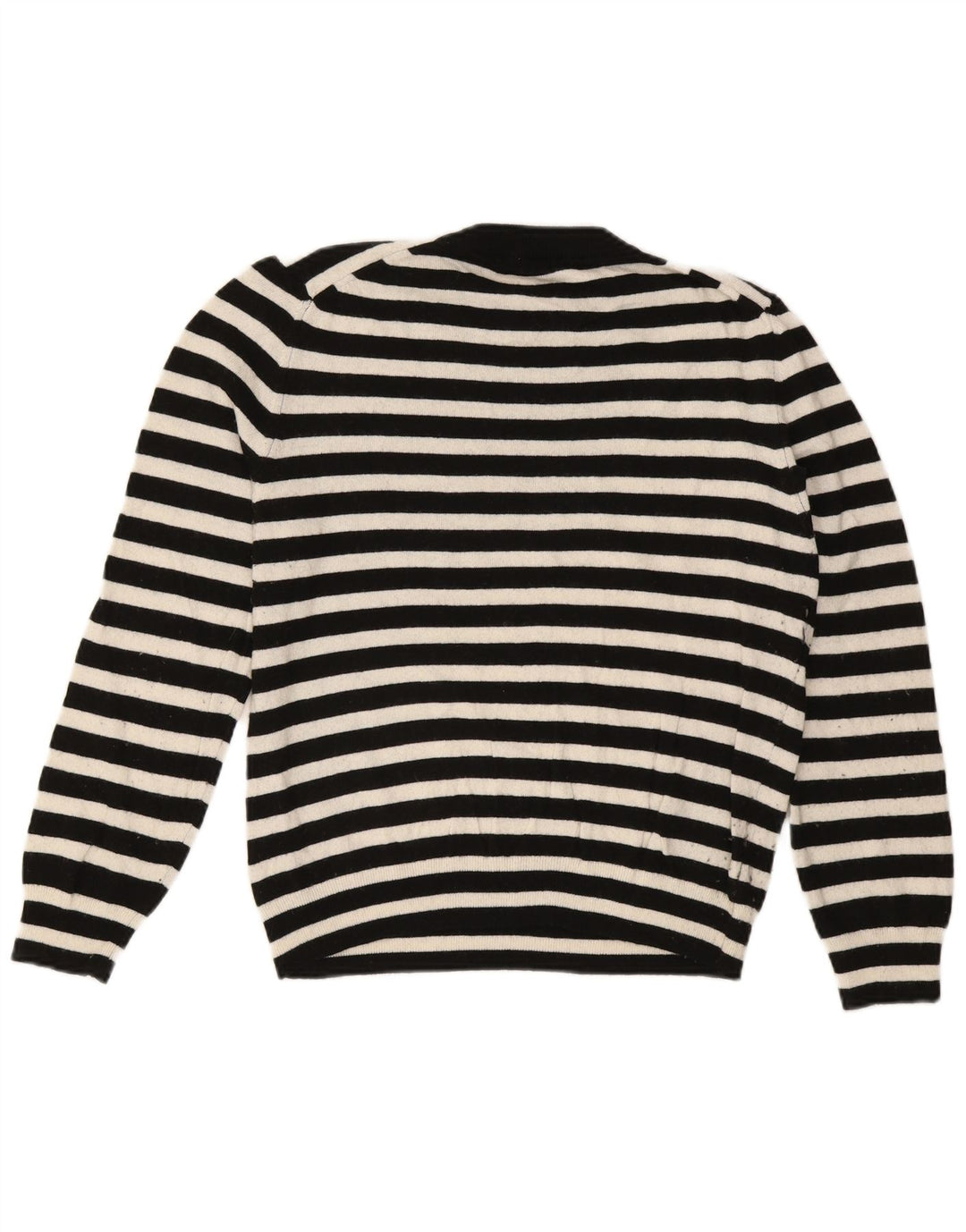 Zara Womens Crew Neck Jumper Sweater UK 14 Medium Black Striped Polyamide