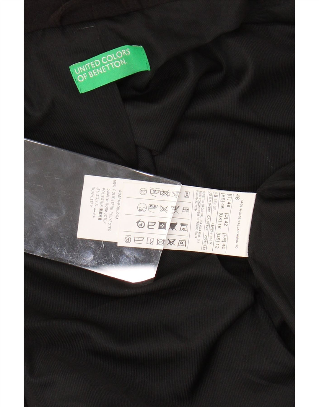 Kurtka bolerko damskie BENETTON UK 16, duża, czarna, poliester