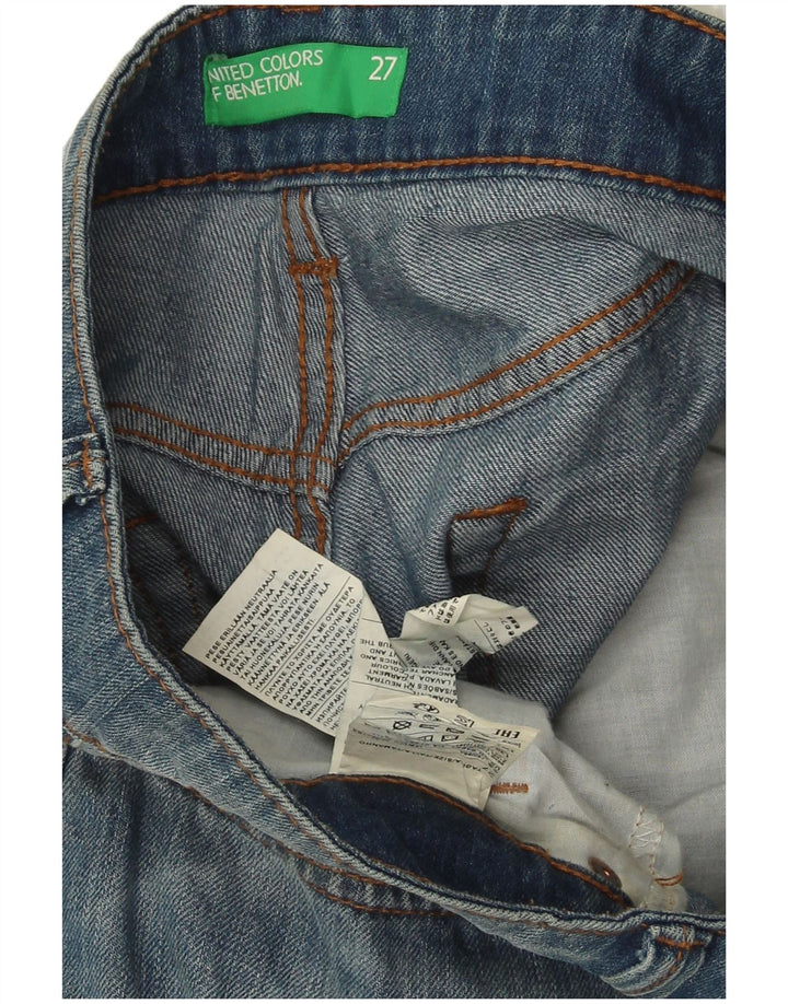 BENETTON Womens Distressed Denim Shorts W27 Small Blue Cotton