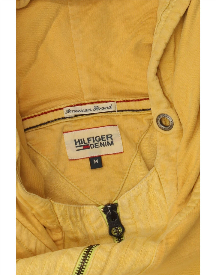 TOMMY HILFIGER Mens Zip Neck Hoodie Jumper Medium Yellow