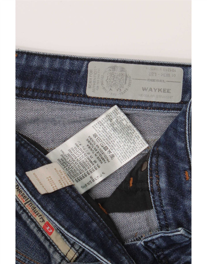 Diesel Męskie Waykee Regular Straight Jeans W34 L28 Niebieskie bawełniane