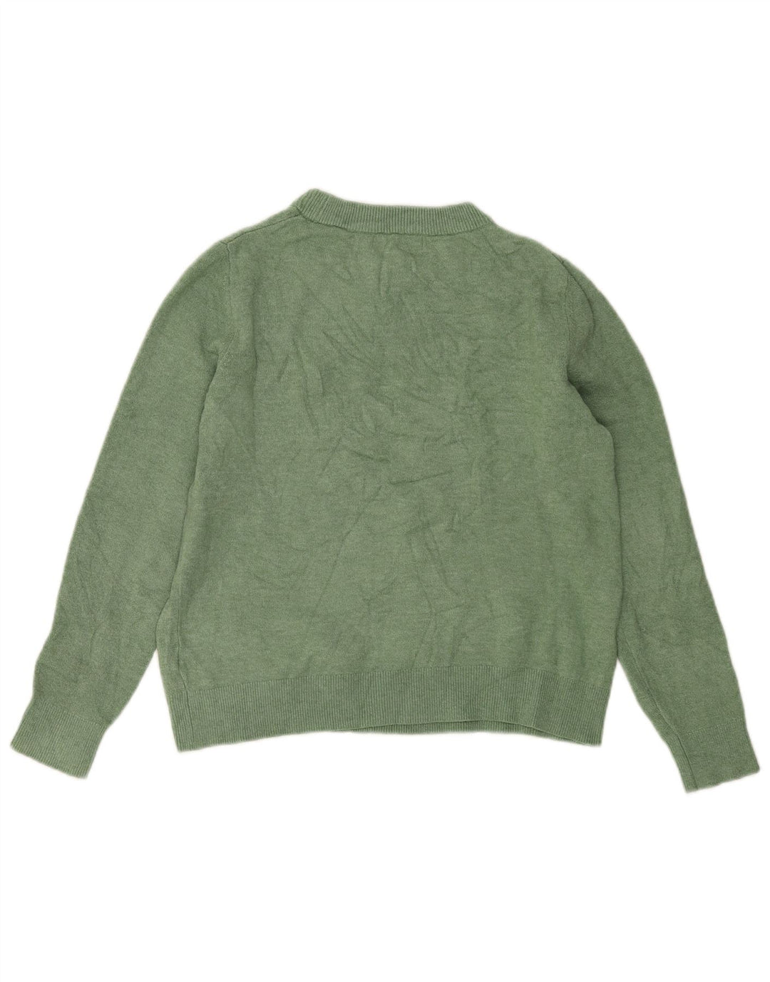 Marks & Spencer Womens Crew Neck Jumper Sweater UK 10 Small Green Polyester