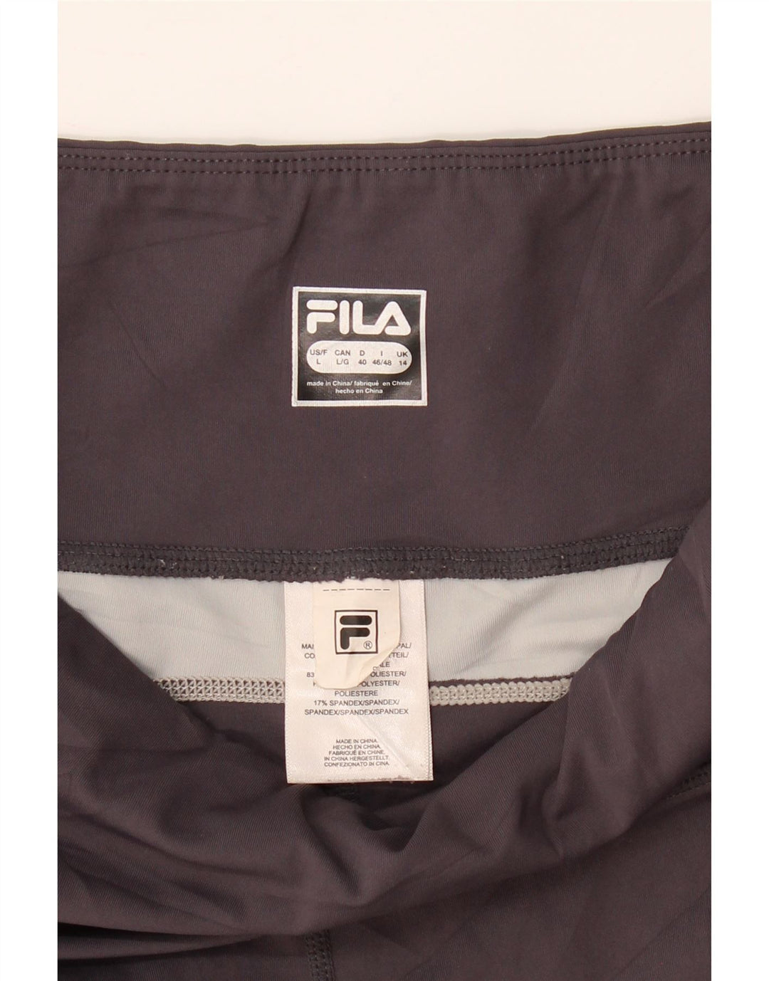 FILA Womens Leggings UK 14 Large  Black Colourblock Polyester Vintage Fila and Second-Hand Fila from Messina Hembry 