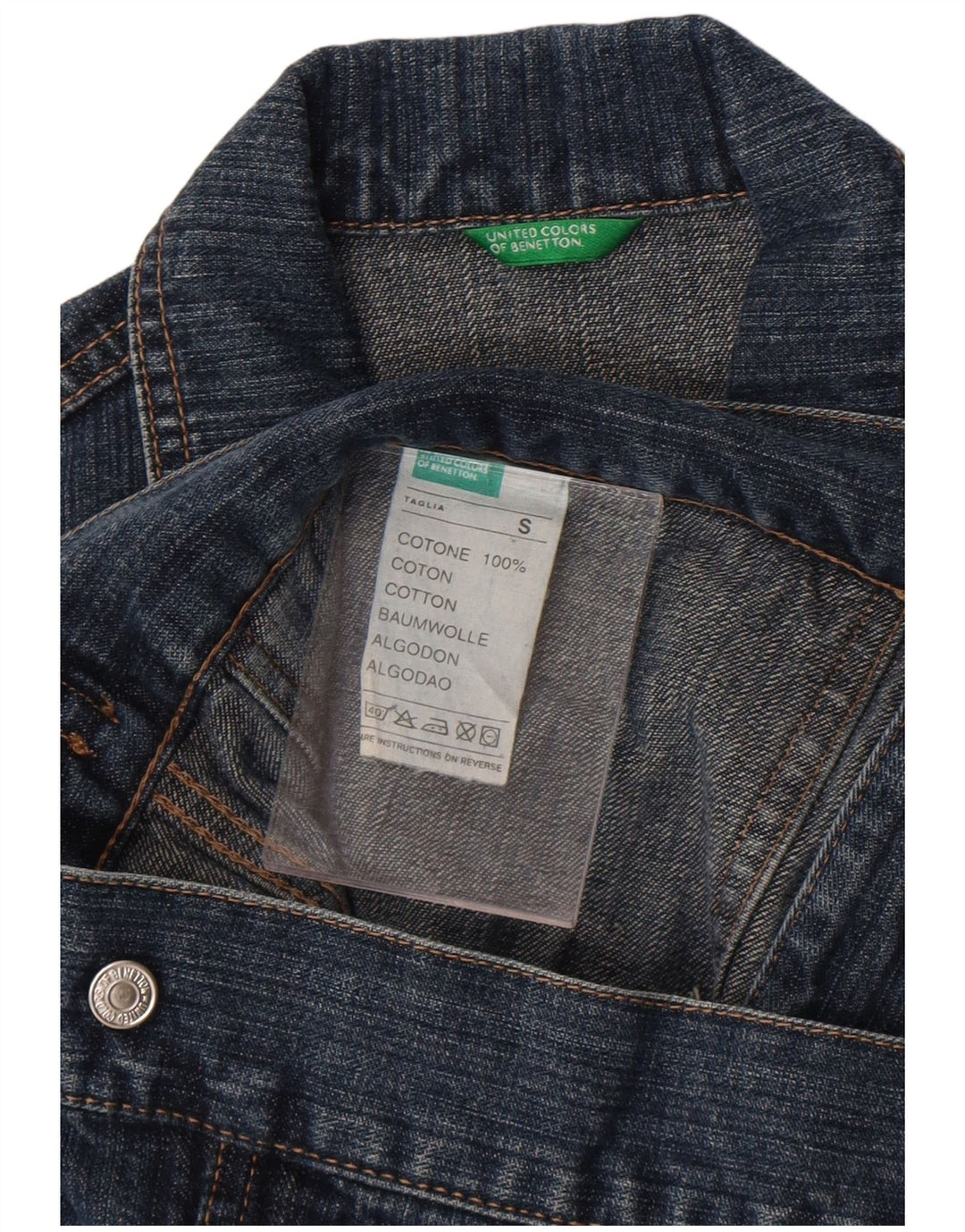 Benetton Womens Denim Jacket UK 10 Small Blue Cotton