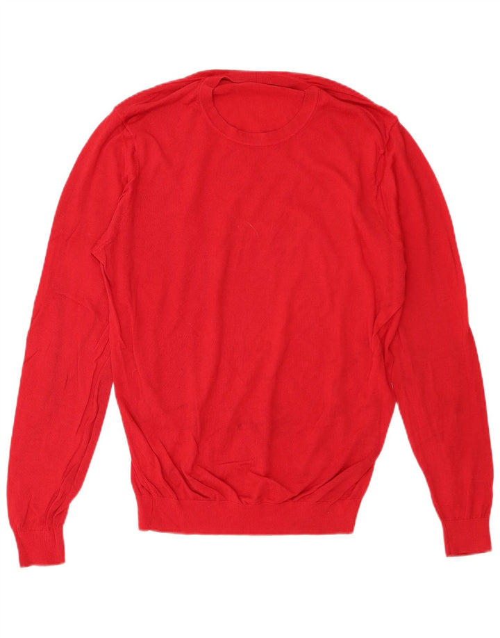 Zara Mens Crew Neck Jumper Sweater Large Red Cotton