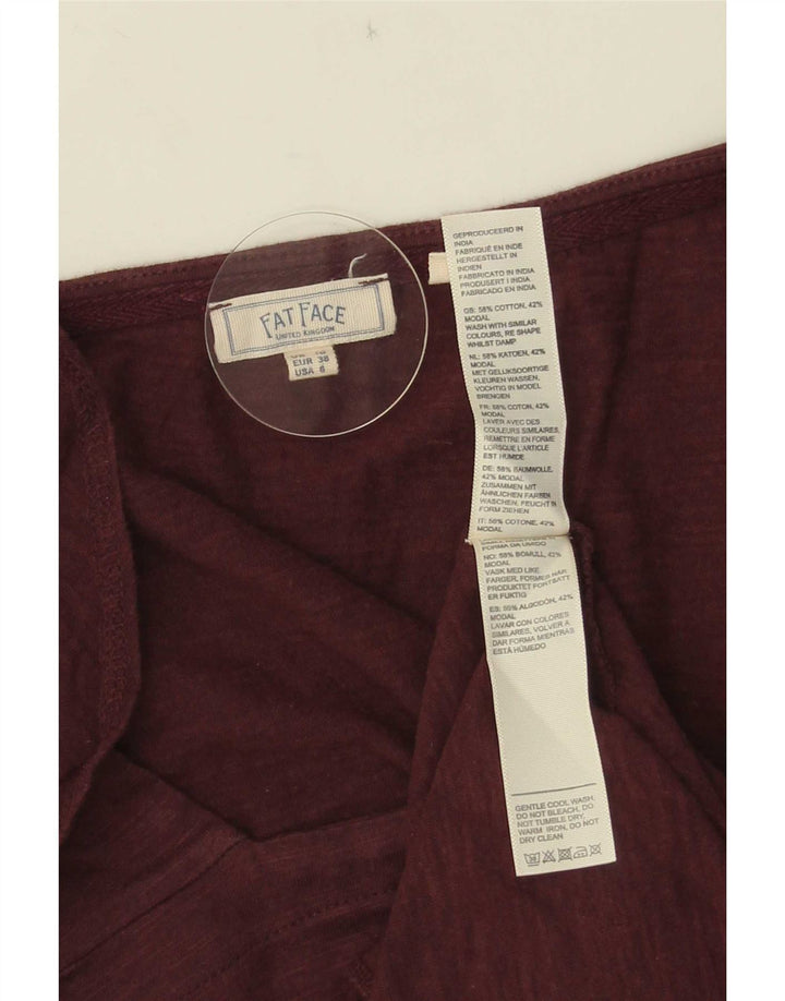 Fat Face Womens Blouse Top UK 10 Small Burgundy Cotton