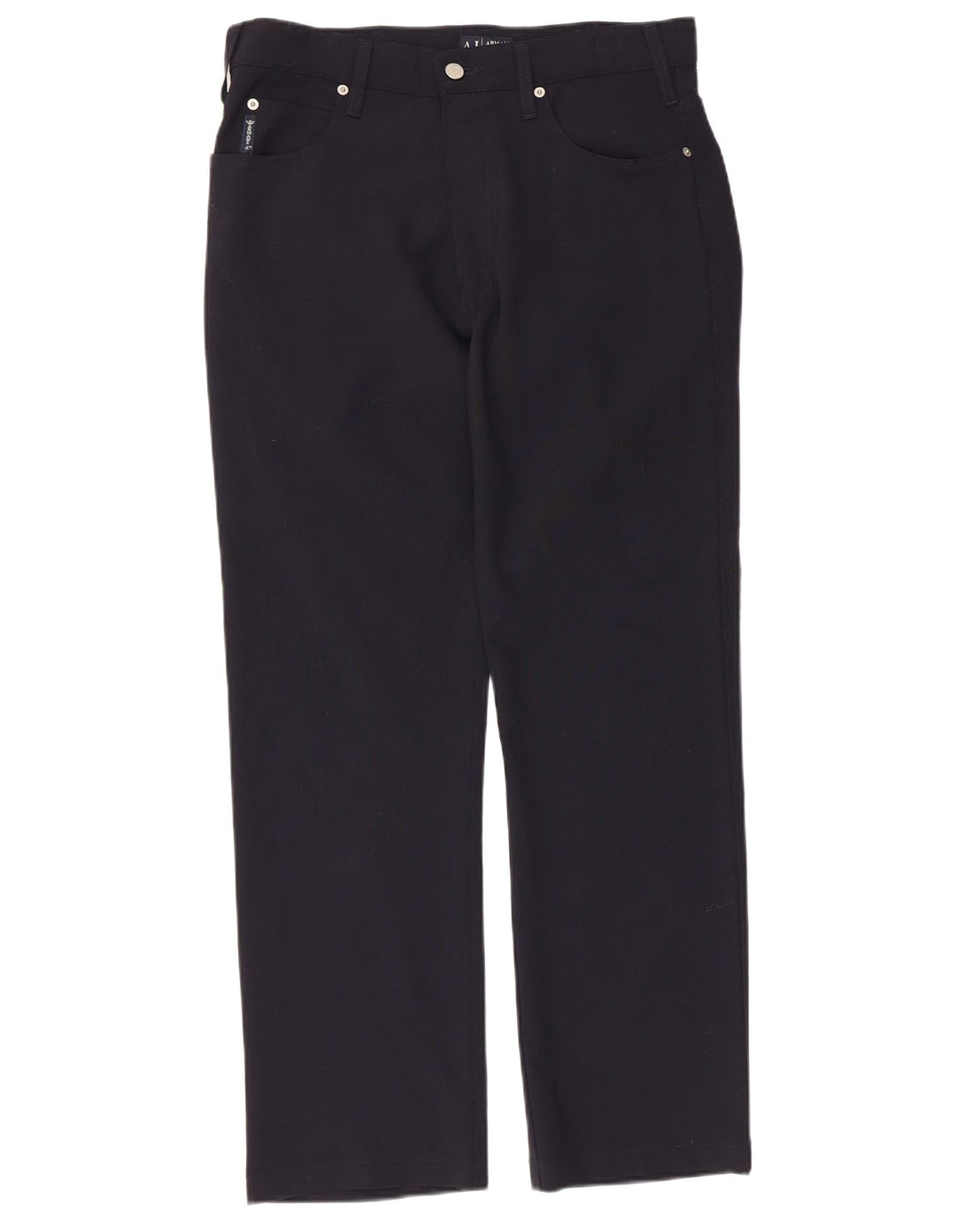 Armani Mens Straight Casual Trousers W32 L29 Navy Blue Polyester