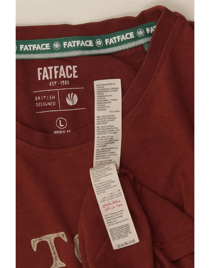 FAT FACE T-shirt grafica da uomo con vestibilità regolare, top grande in cotone rosso