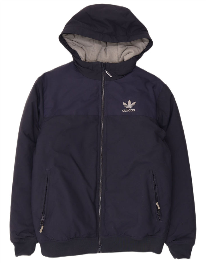 Giacca a vento con cappuccio da uomo Adidas UK 38 medio poliestere blu navy