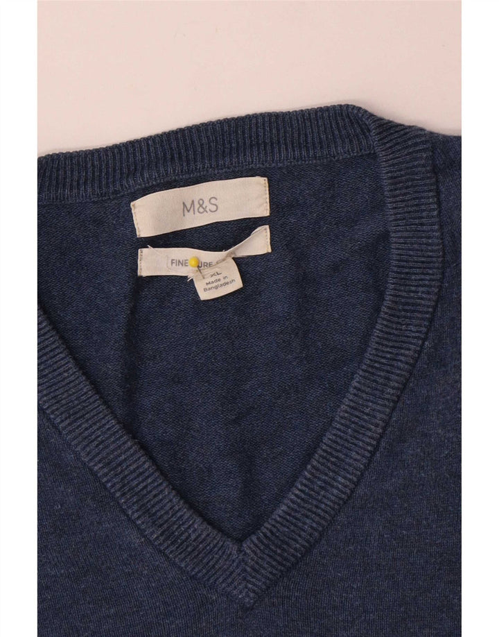 Marks & Spencer Herre V-hals sweater XL Blå Bomuld