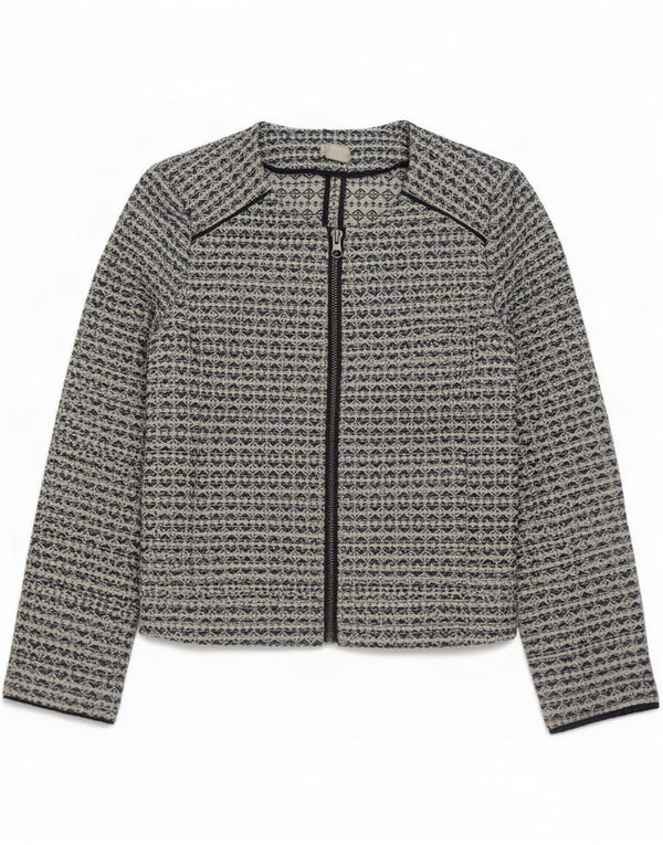 J. Crew Veste blazer zippée pour femme UK 6 XS Gris géométrique Polyester