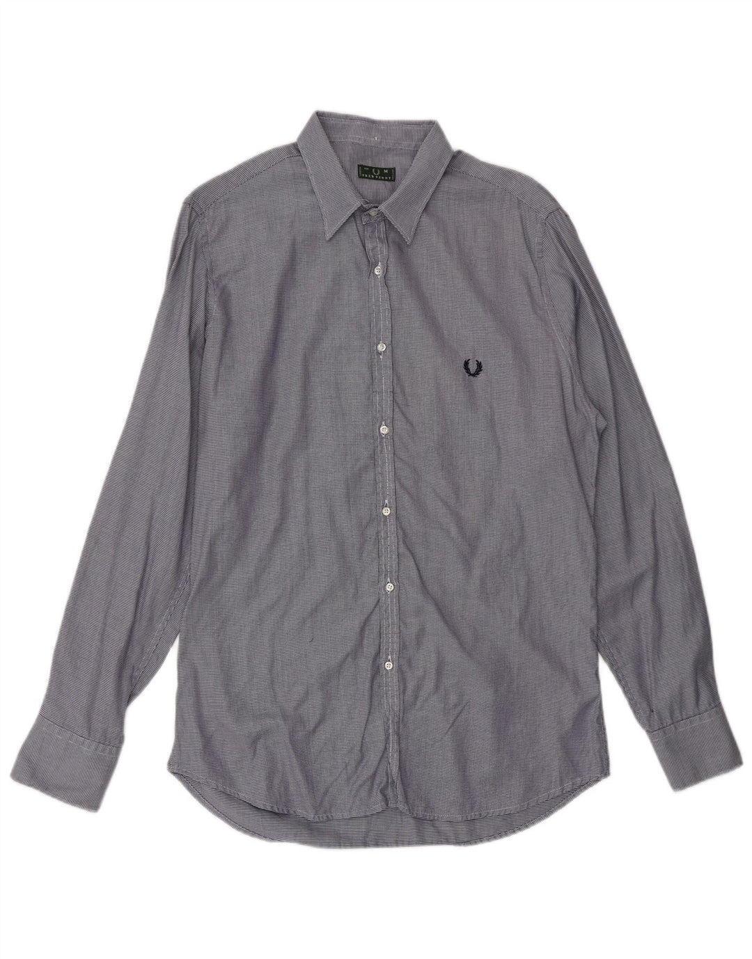 FRED PERRY Herrenhemd aus mittelblauer Nadelstreifen-Baumwolle