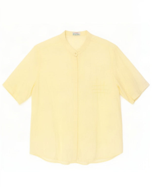 Benetton Womens Short Sleeve Shirt Blouse UK 14 Medium Yellow Linen