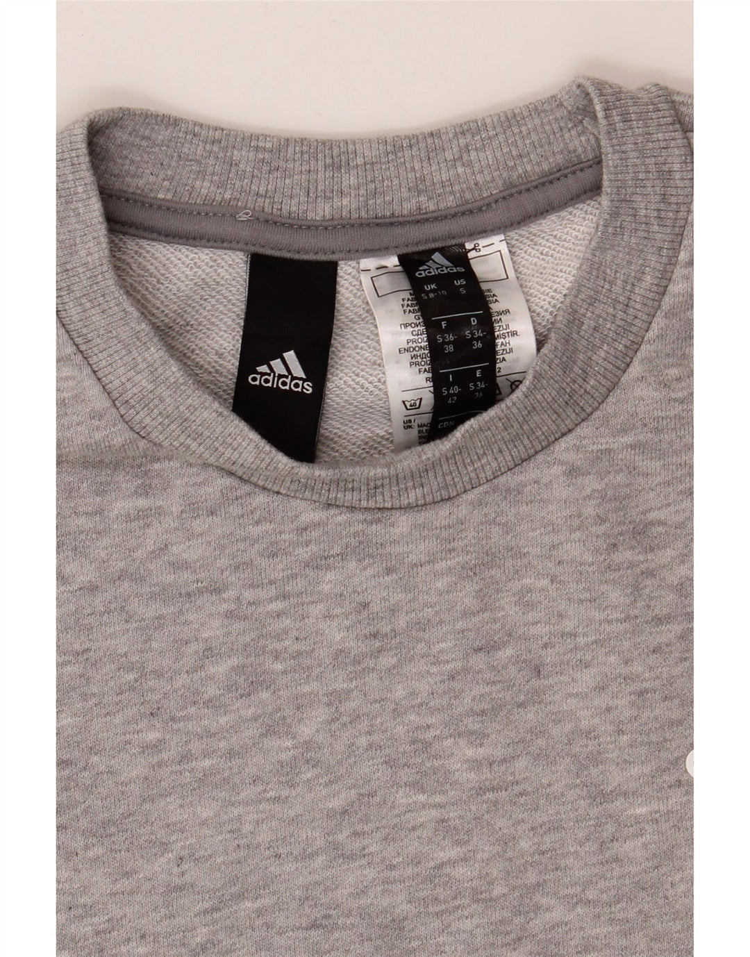 ADIDAS Womens Oversized Sweatshirt Jumper UK 8/10 Small Grey Cotton Vintage Adidas and Second-Hand Adidas from Messina Hembry 