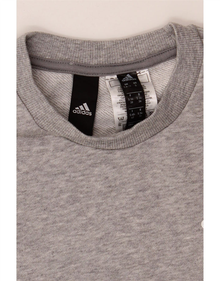 ADIDAS Womens Oversized Sweatshirt Jumper UK 8/10 Small Grey Cotton Vintage Adidas and Second-Hand Adidas from Messina Hembry 