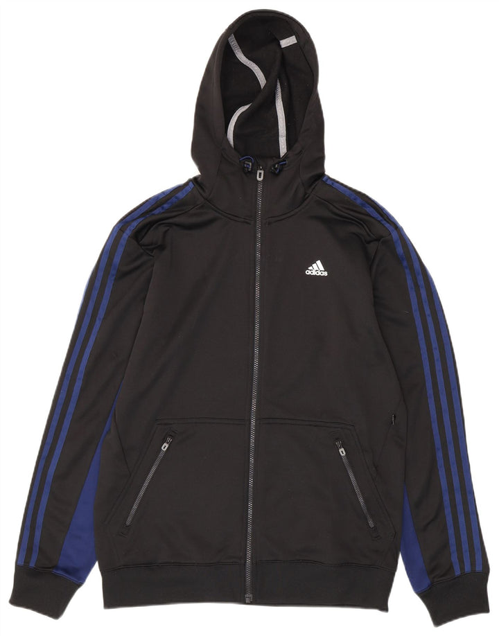 ADIDAS Mens Climalite Zip Hoodie Sweater Medium Black Colourblock