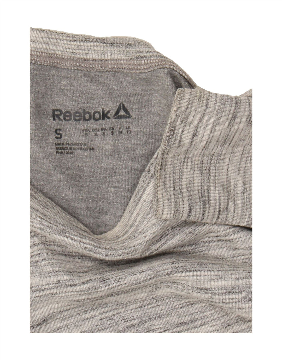 REEBOK Womens Oversized Top Long Sleeve UK 10 Small Grey Flecked Polyester Vintage Reebok and Second-Hand Reebok from Messina Hembry 