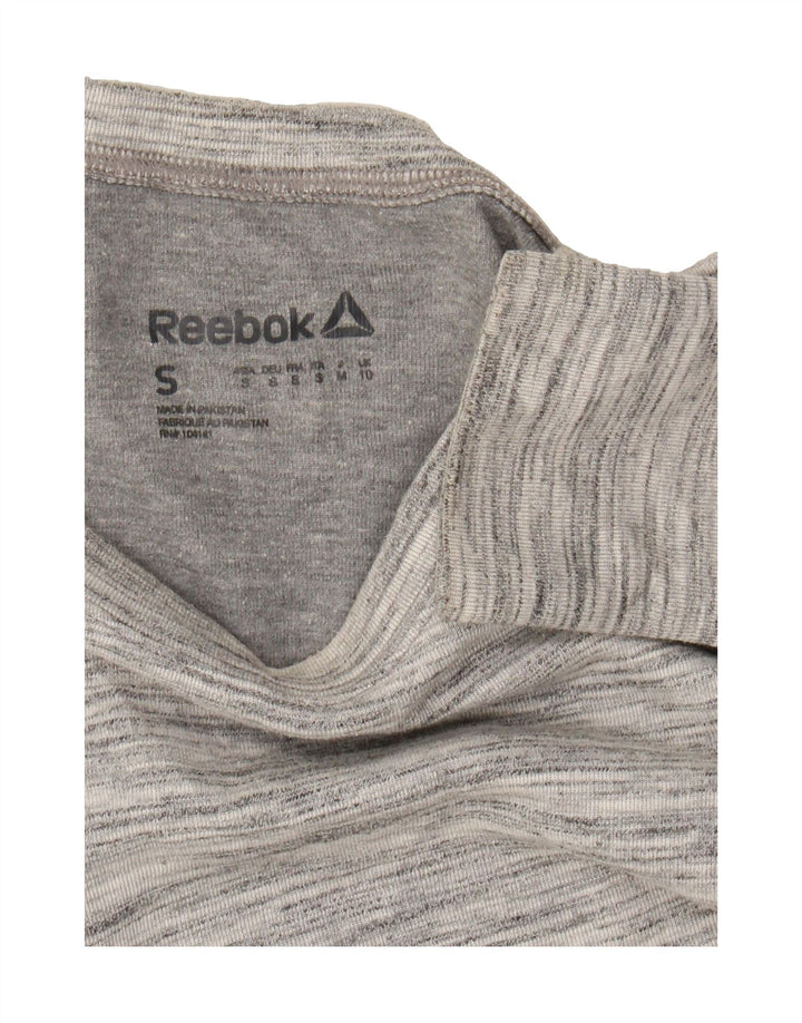 REEBOK Womens Oversized Top Long Sleeve UK 10 Small Grey Flecked Polyester Vintage Reebok and Second-Hand Reebok from Messina Hembry 