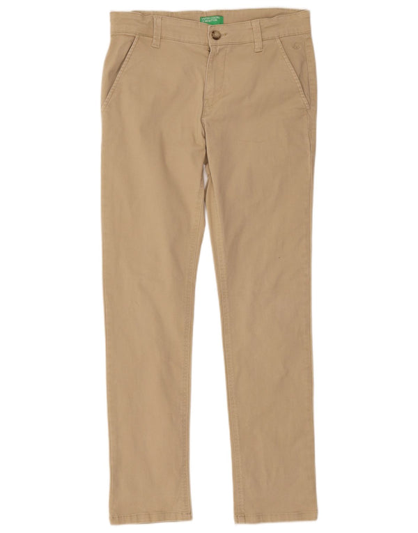 Benetton Boys Slim παντελόνι Chino 11-12 ετών 2XL W30 L28 Μπεζ βαμβακερό