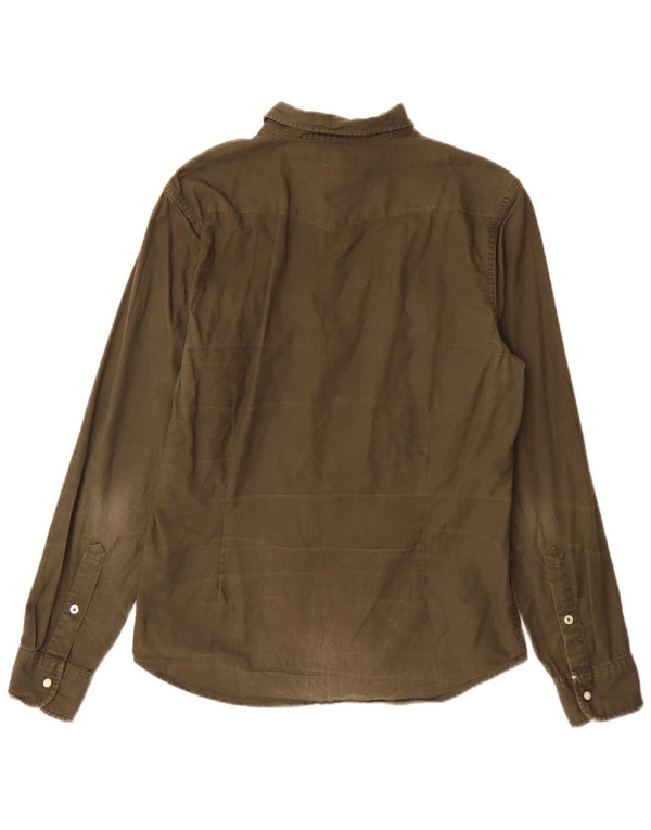 Lee Mens Slim Fit Shirt Medium Khaki Cotton