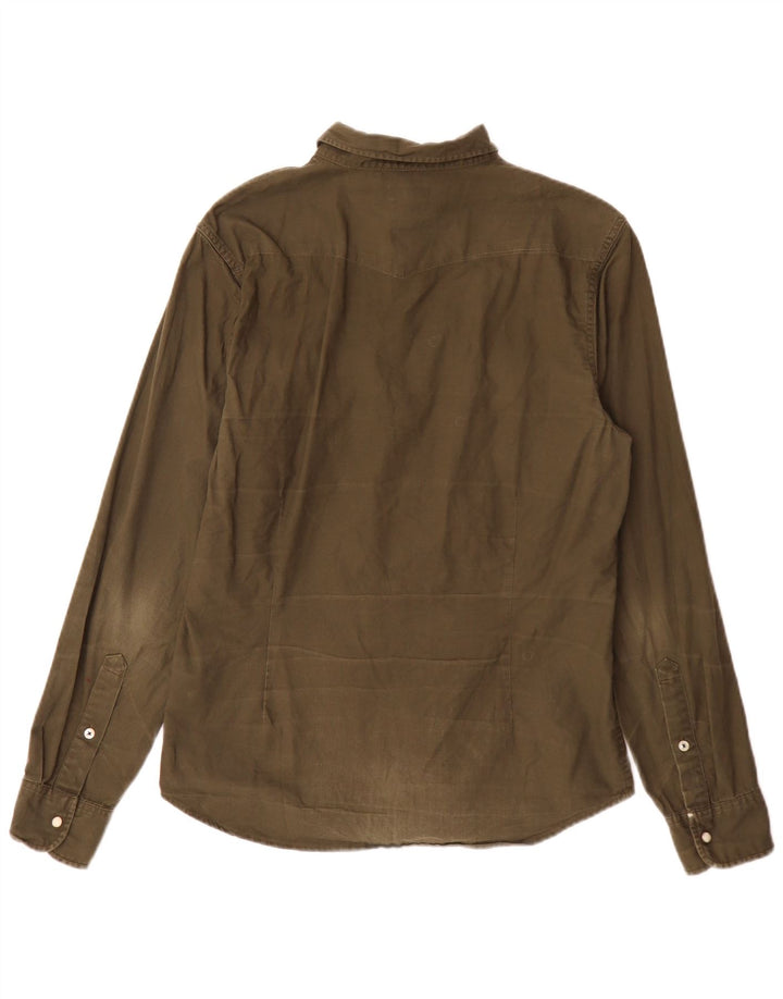 Lee Mens Slim Fit Shirt Medium Khaki Cotton