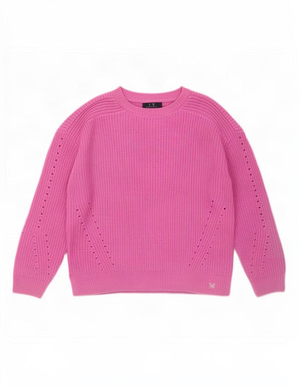 Crew Clothing Womens Boat Neck Jumper Sweater UK 14 Large Pink Acrylic
