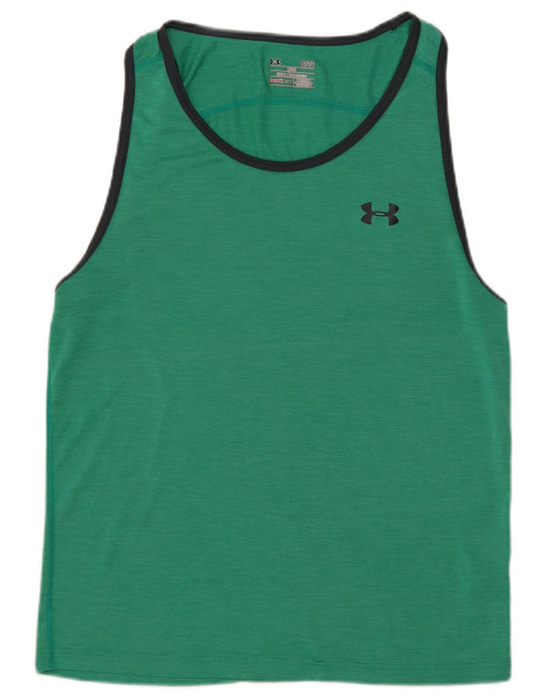 Under Armour Mens Heat Gear Vest Top Large Green Colourblock Polyester