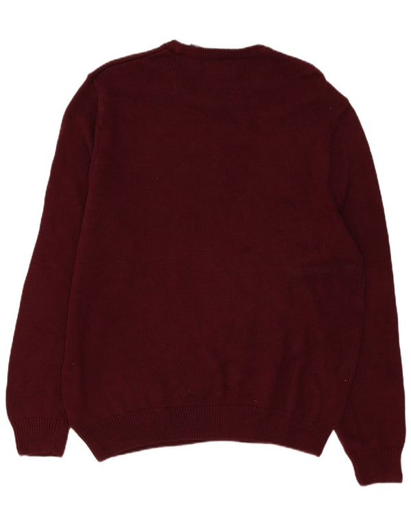 Chaps Mens Crew Neck Jumper Sweater XL Burgundy Cotton