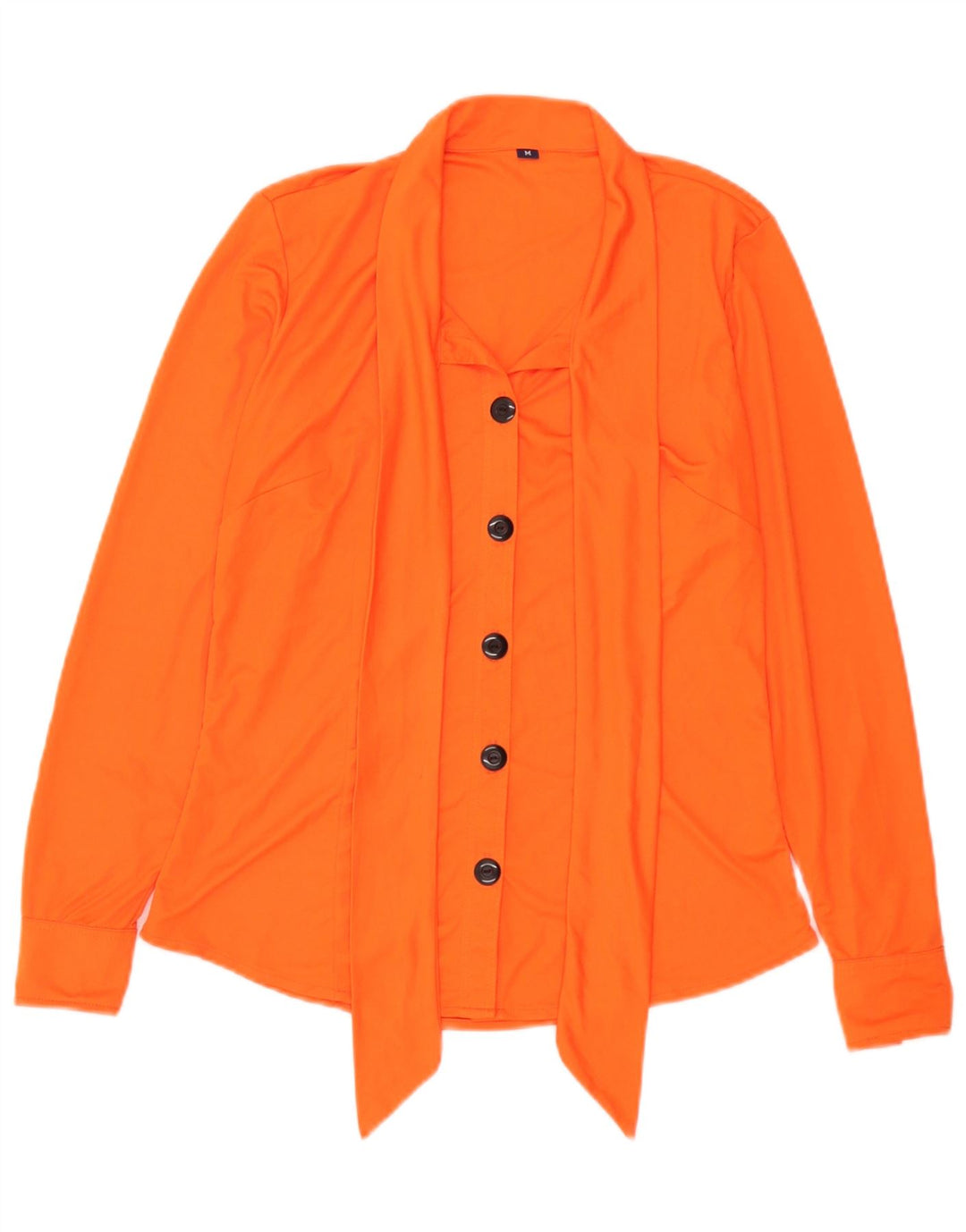 Vintage Damen-Hemdbluse mit Vorderkrawatte, UK 14, Mittelorange
