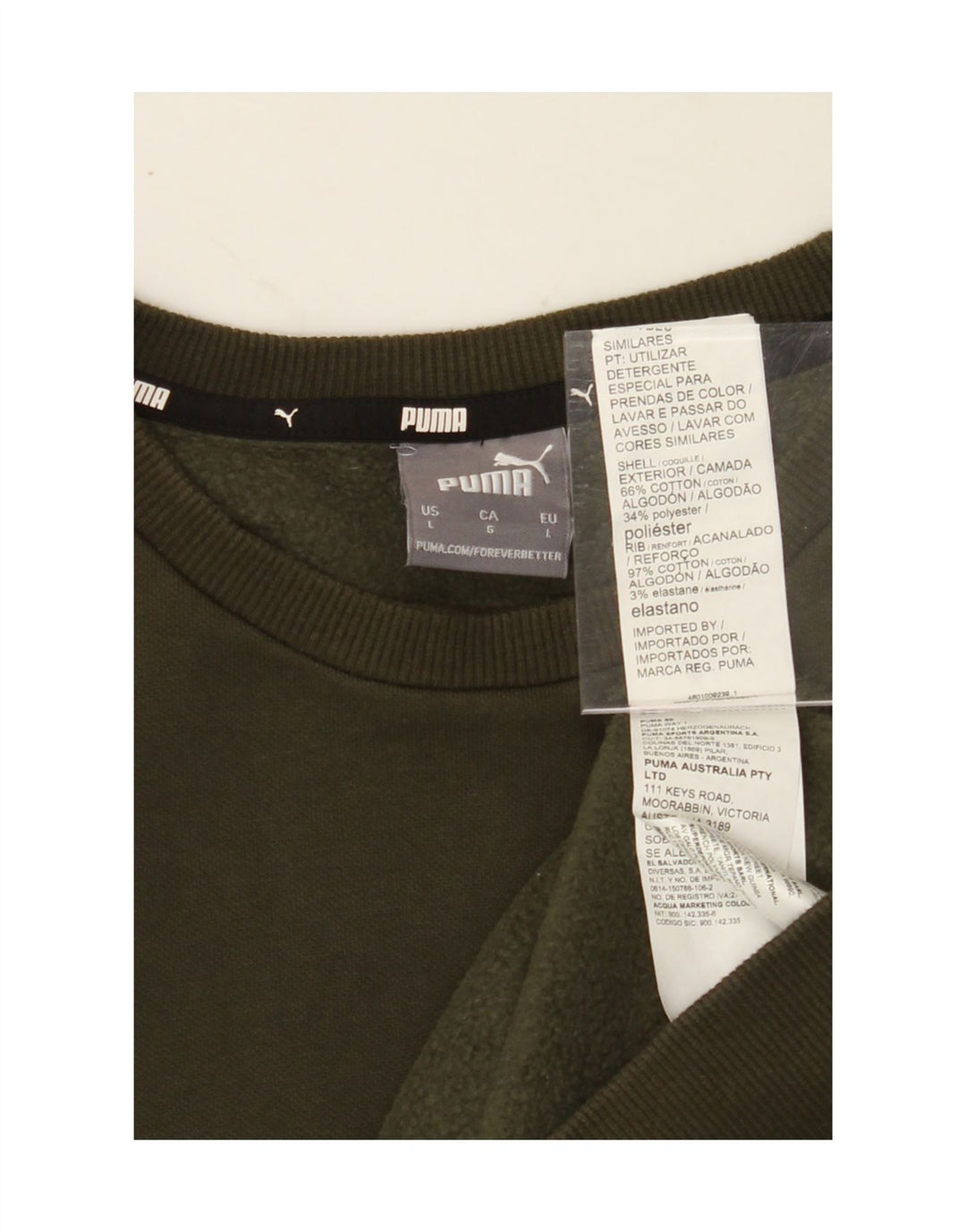 PUMA Mens Graphic Sweatshirt Jumper Large Green Cotton Vintage Puma and Second-Hand Puma from Messina Hembry 